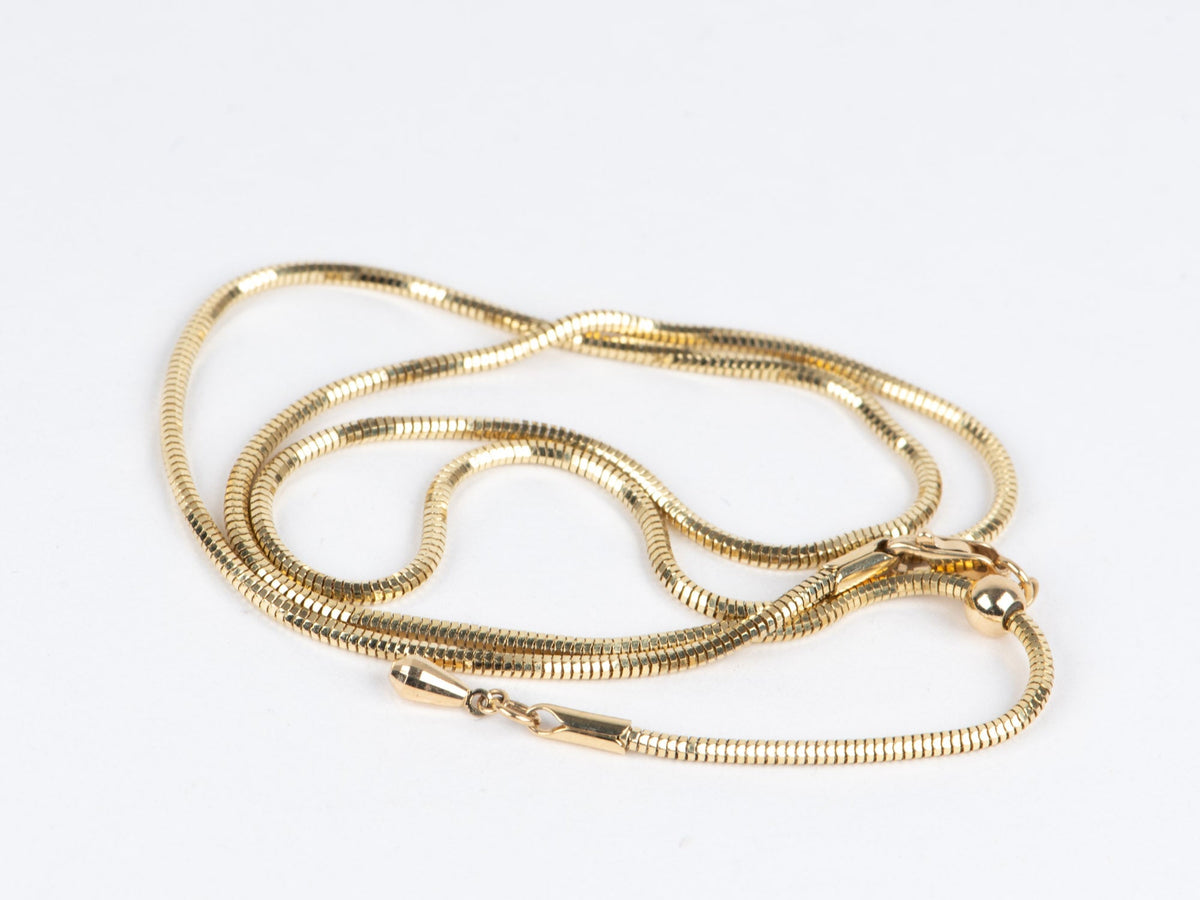 18K Gold Heavy Snake Chain Necklace Chain 18" Fully Adjustable with Sliding Bead 6g R4668 Aurora Designer