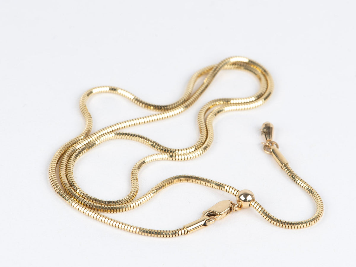 18K Gold Heavy Snake Chain Necklace Chain 18" Fully Adjustable with Sliding Bead 6g R4668 Aurora Designer
