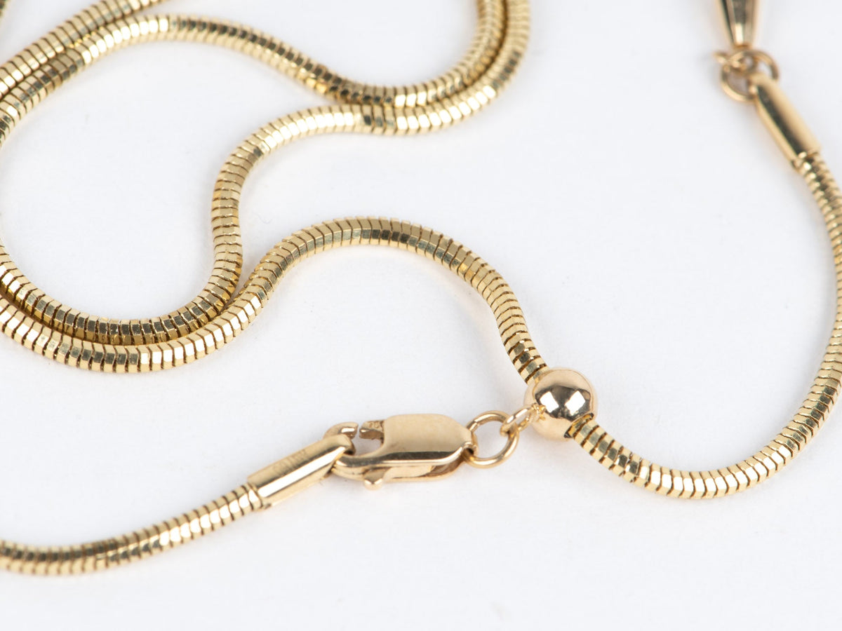 18K Gold Heavy Snake Chain Necklace Chain 18" Fully Adjustable with Sliding Bead 6g R4668 Aurora Designer