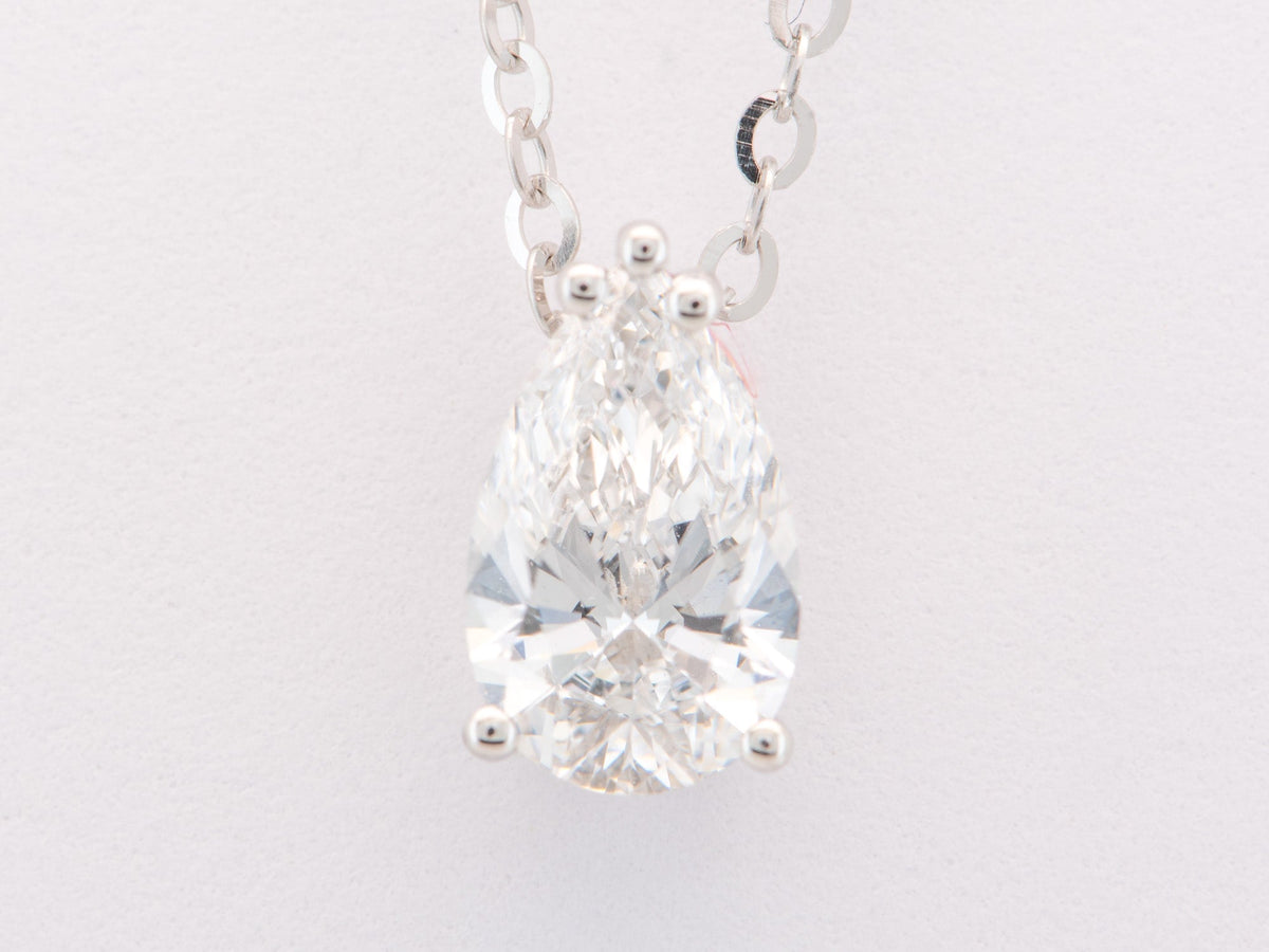 1ct Pear-Shape Lab Diamond Pendant Necklace 14K White Gold with Chain R4674 Aurora Designer