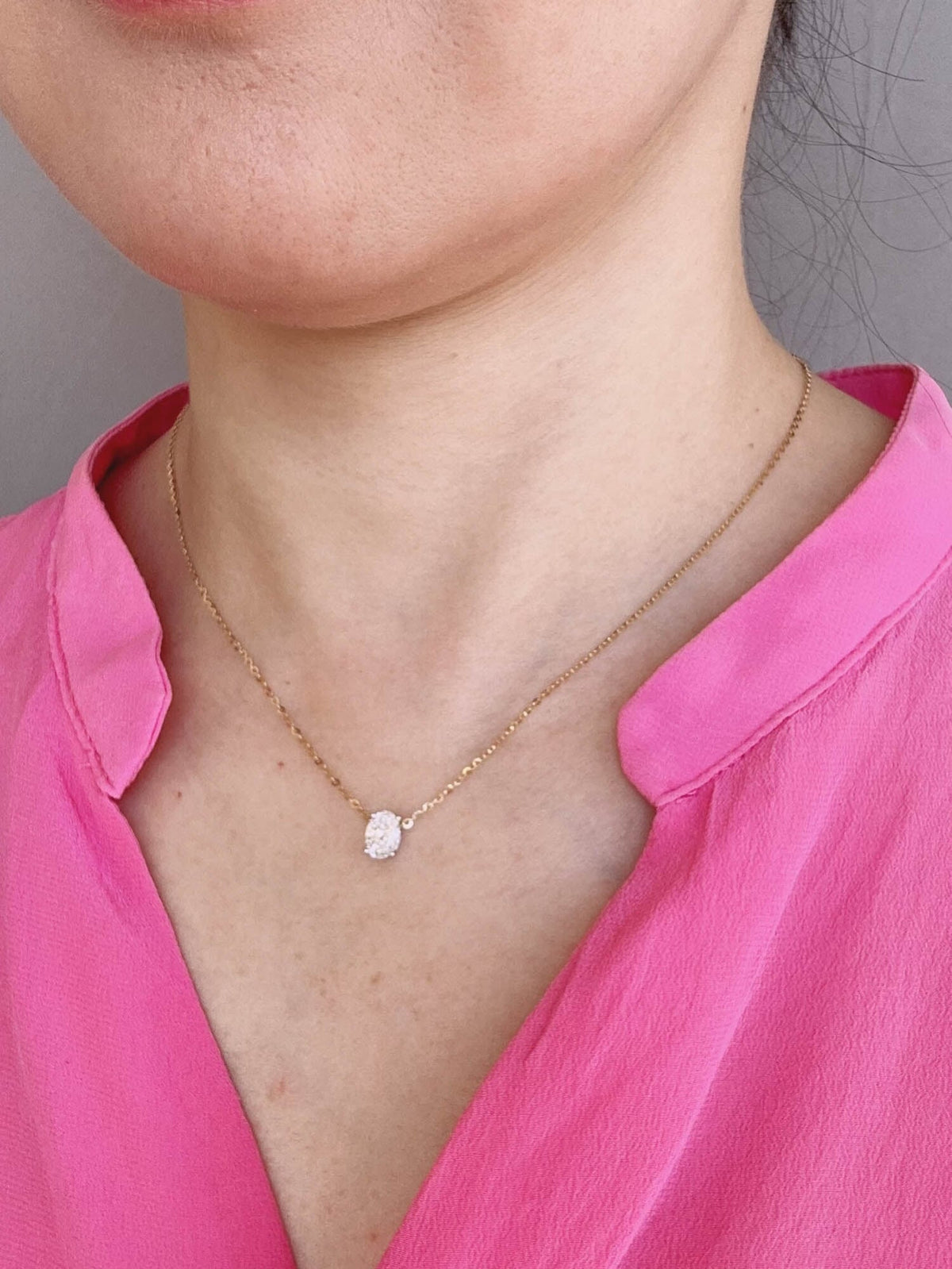 1ct Oval-Shape Lab Diamond Pendant Necklace 14K White Gold with Chain R4675 Aurora Designer