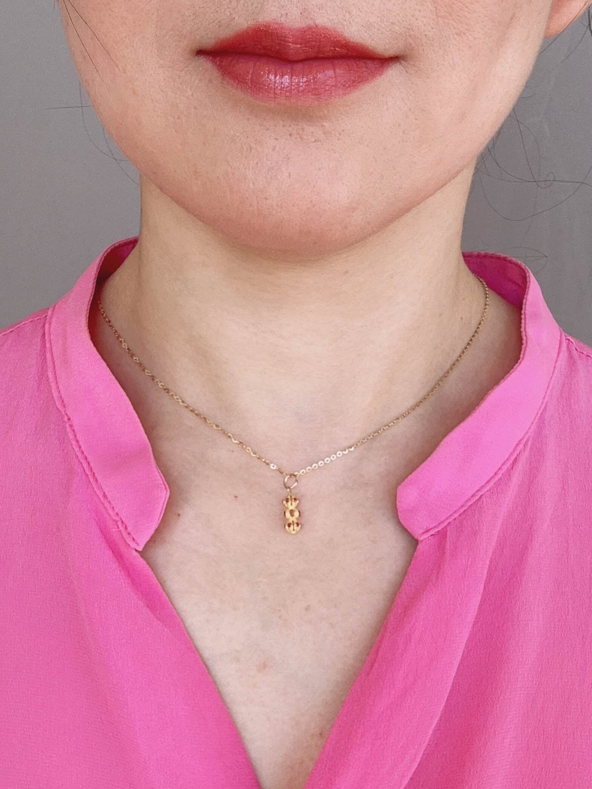 18K Gold Mini Vajra Charm Pendant with Red Garnet R4676 Aurora Designer