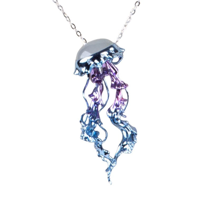 18K Gold Jellyfish Pendant with Jadeite Body and Moving Tentacles R4678 Aurora Designer