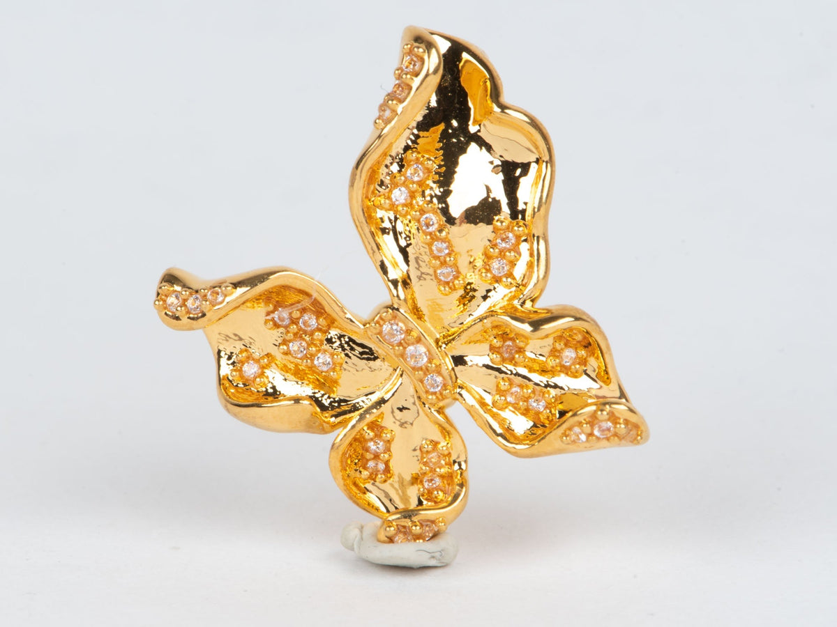 18K Gold Light Weight Butterfly Pendant Charm with Moissanite R4681 Aurora Designer