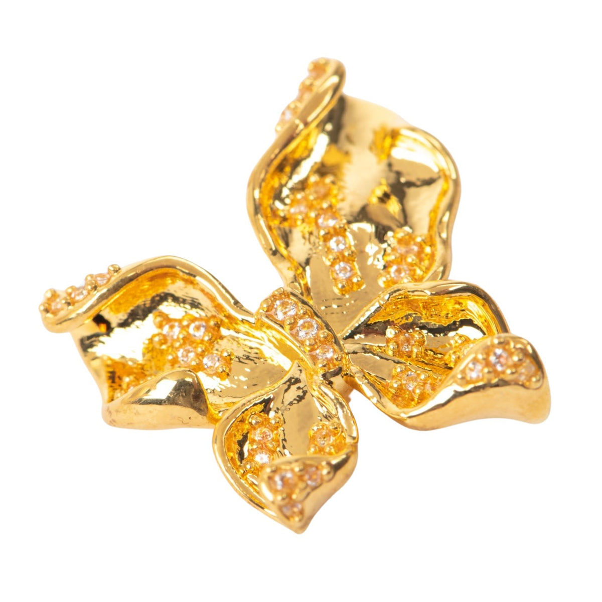 18K Gold Light Weight Butterfly Pendant Charm with Moissanite R4681 Aurora Designer