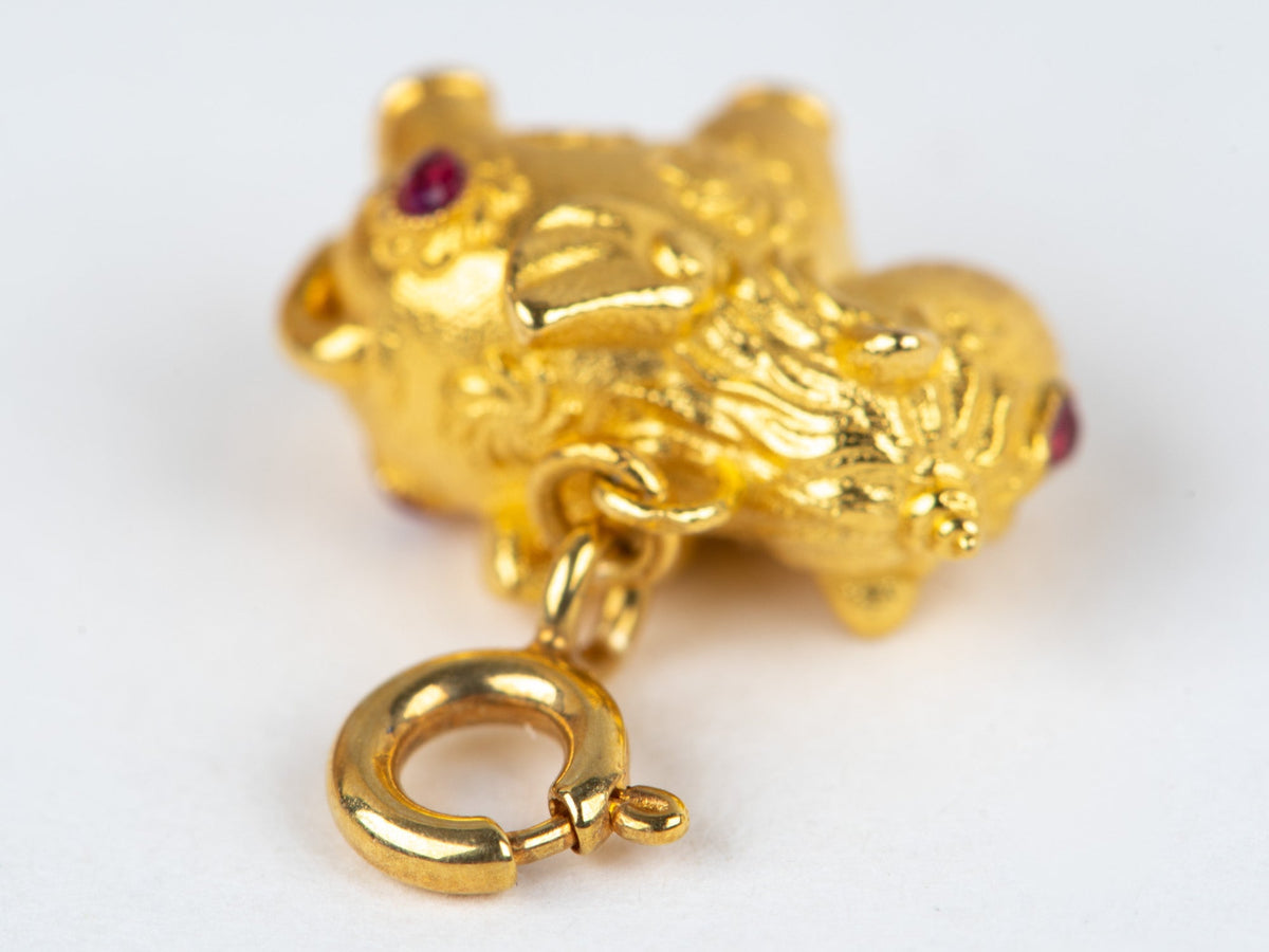 18K Gold Unicorn Pendant Charm with Red Garnets R4682 Aurora Designer