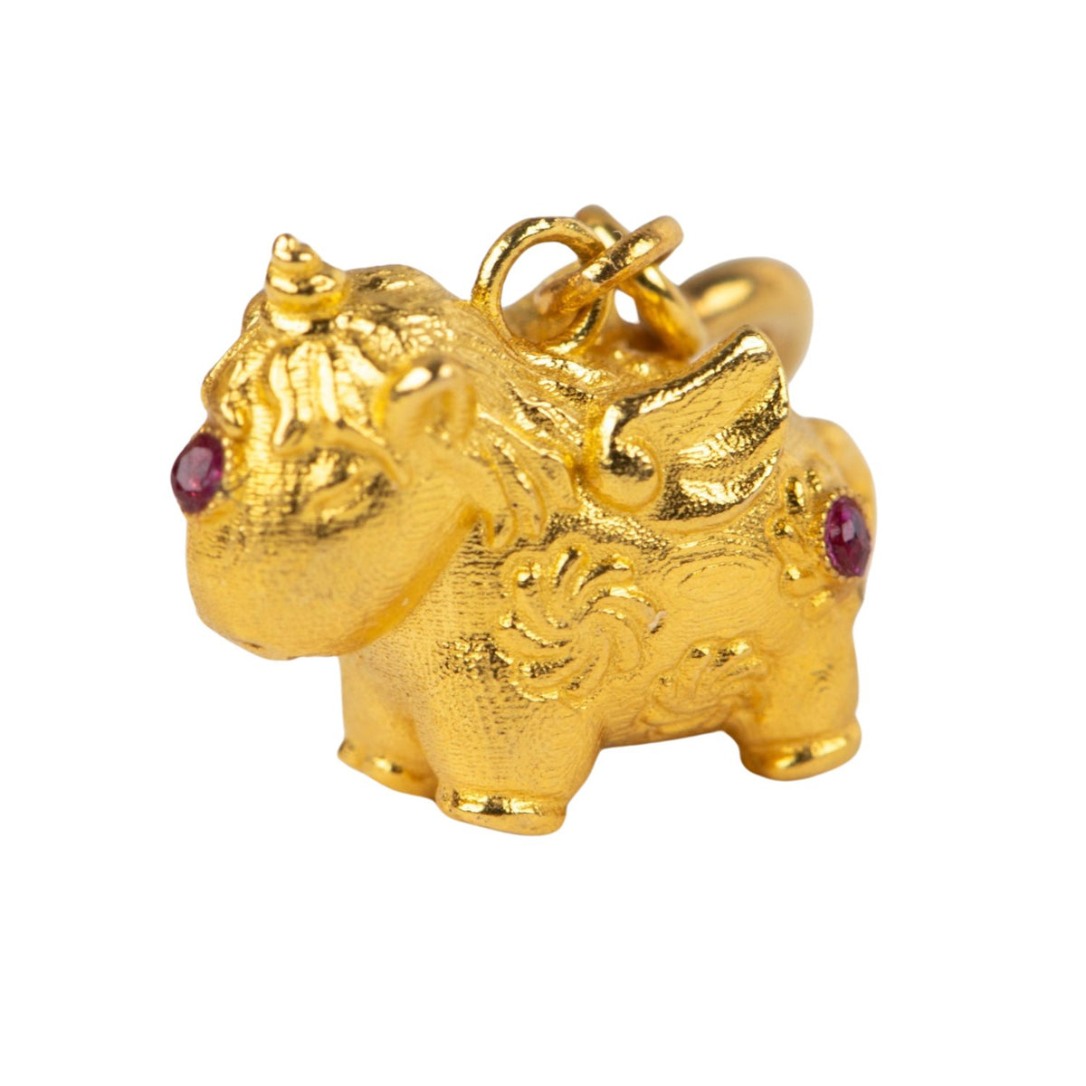 18K Gold Unicorn Pendant Charm with Red Garnets R4682 Aurora Designer