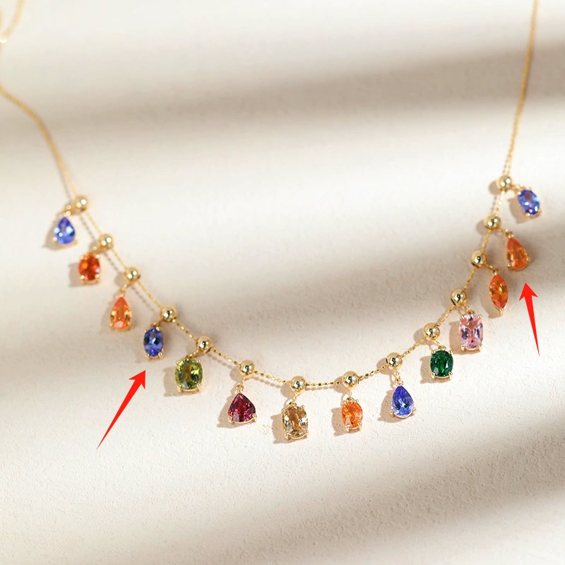 18K Gold Tanzanite and Spessartite Pendant Charm for Sliding Bead Necklace Chain Only R4683 Aurora Designer