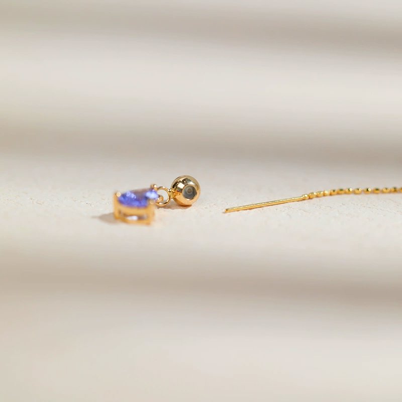18K Gold Tanzanite and Spessartite Pendant Charm for Sliding Bead Necklace Chain Only R4683 Aurora Designer