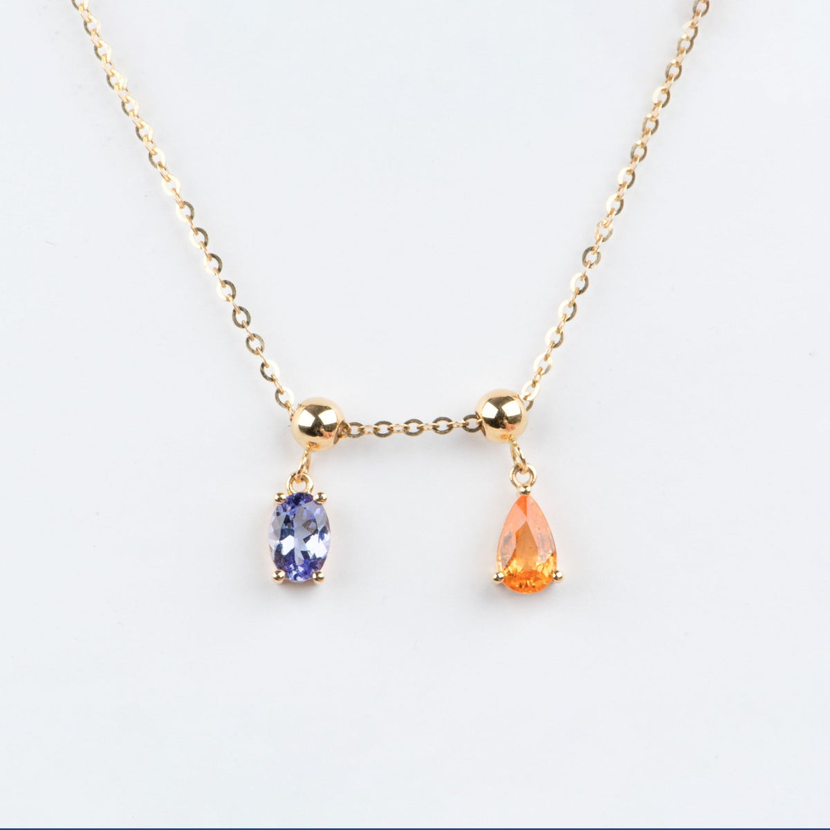 18K Gold Tanzanite and Spessartite Pendant Charm for Sliding Bead Necklace Chain Only R4683 Aurora Designer