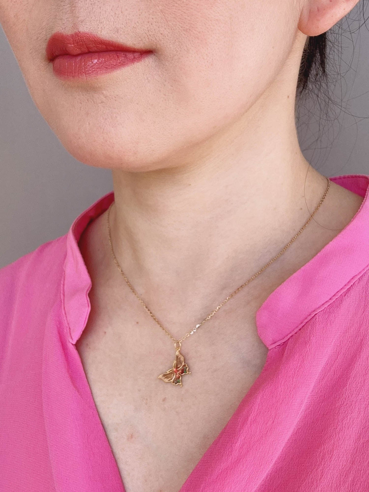 18K Gold Colorful Enamel Butterfly Charm R4685 Aurora Designer
