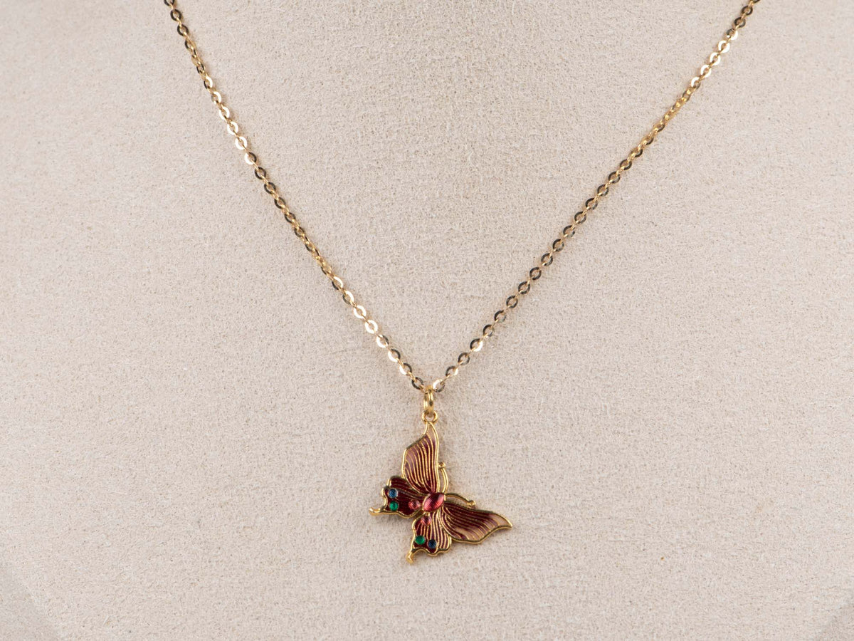 18K Gold Colorful Enamel Butterfly Charm R4685 Aurora Designer