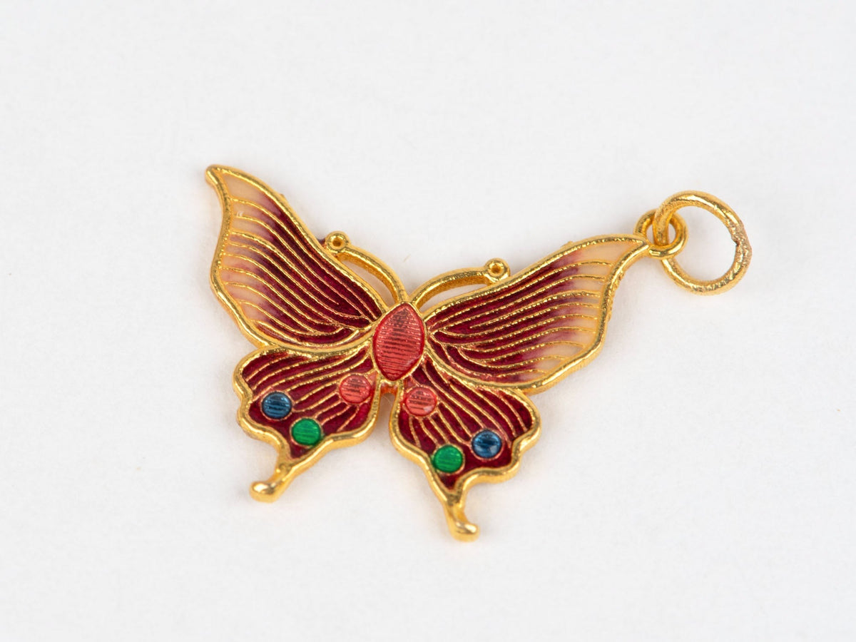 18K Gold Colorful Enamel Butterfly Charm R4685 Aurora Designer