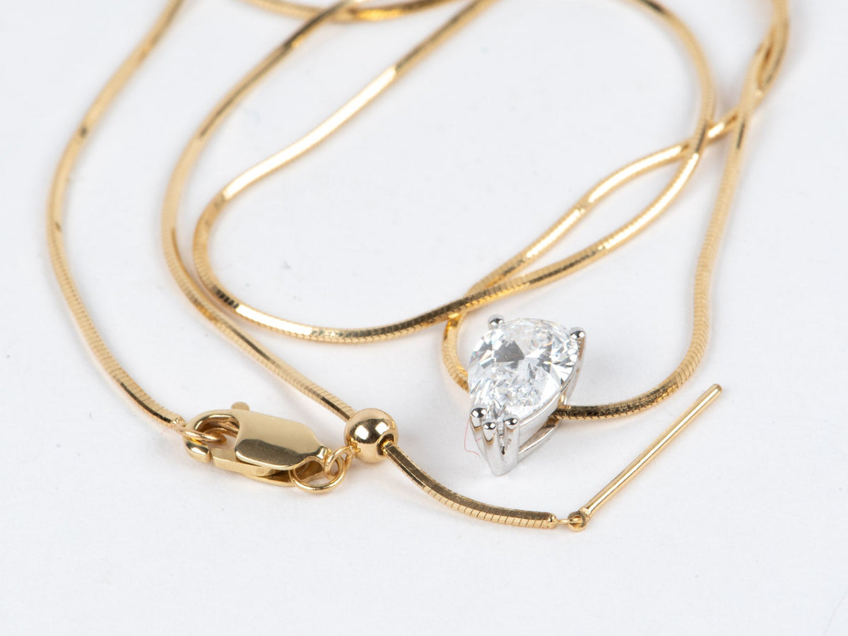 Thin Snake Chain Necklace 18K Gold 3g+ with Needle Threader for Pendant Charm Fully Adjustable Length Smooth and Shiny R4686 Aurora Designer