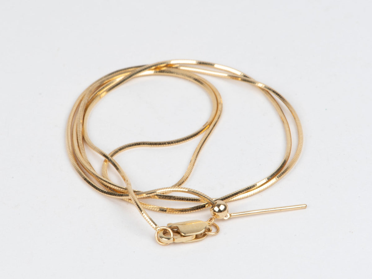 Thin Snake Chain Necklace 18K Gold 3g+ with Needle Threader for Pendant Charm Fully Adjustable Length Smooth and Shiny R4686 Aurora Designer