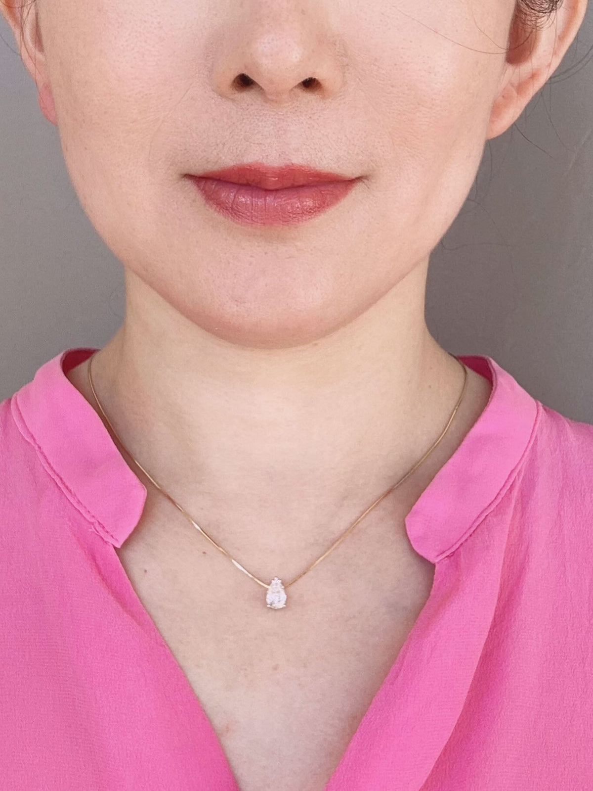 1ct Pear-Shape Lab Diamond Pendant Necklace 14K White Gold with Chain R4674 Aurora Designer