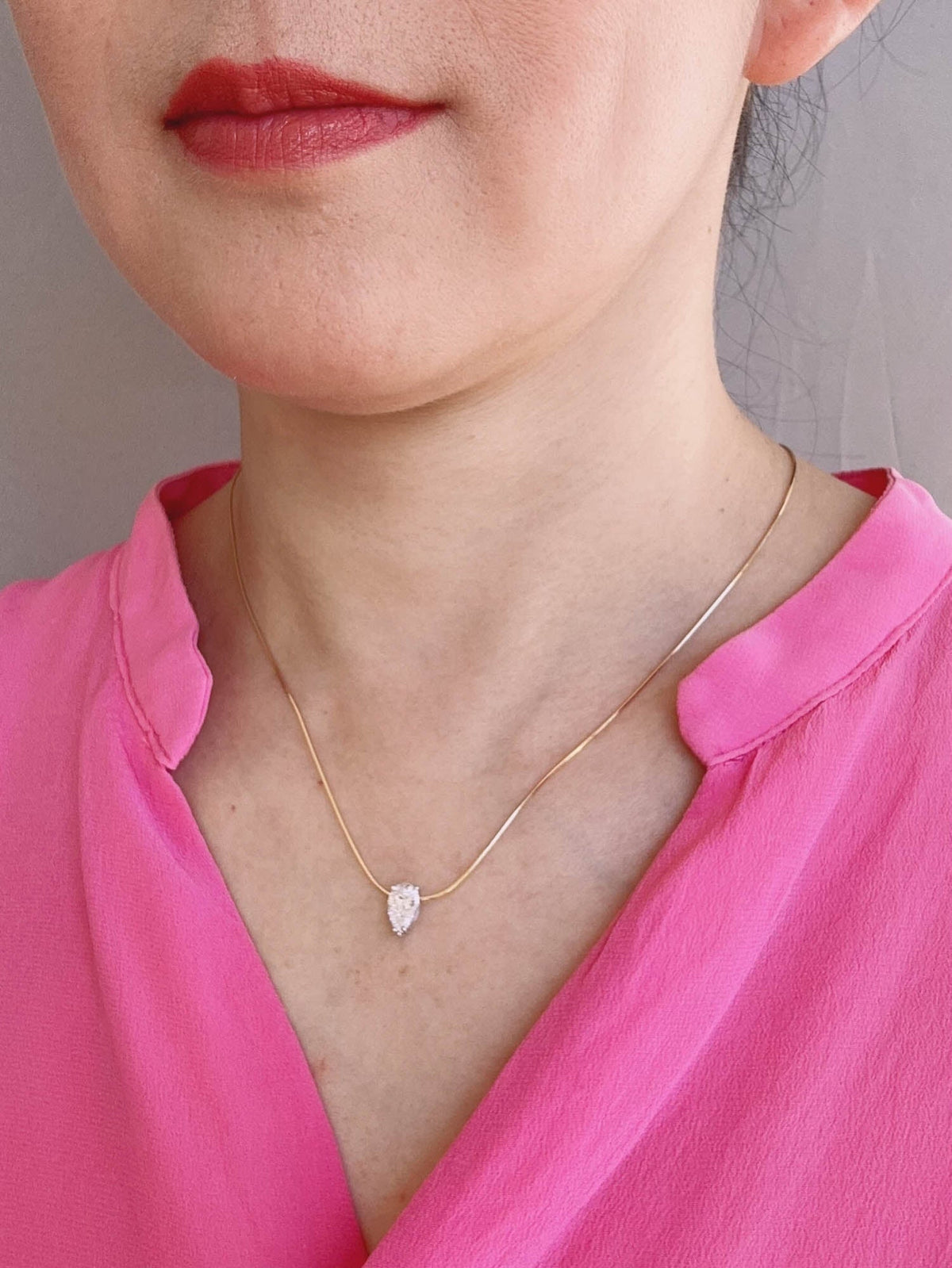 1ct Pear-Shape Lab Diamond Pendant Necklace 14K White Gold with Chain R4674 Aurora Designer