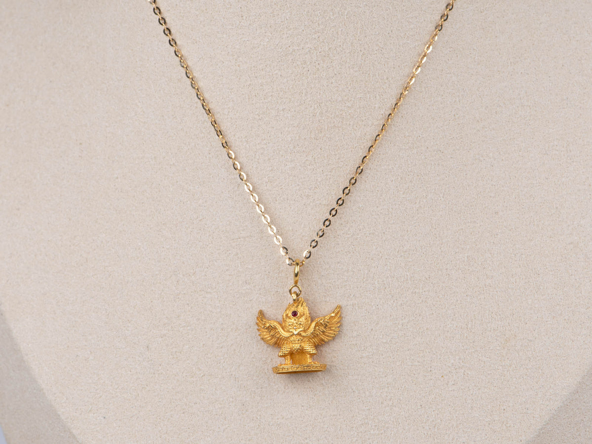 18K Gold Suparna Garuda Pendant Majestic Eagle Mythology Divine Bird in Hinduism Buddhism R4687 Aurora Designer