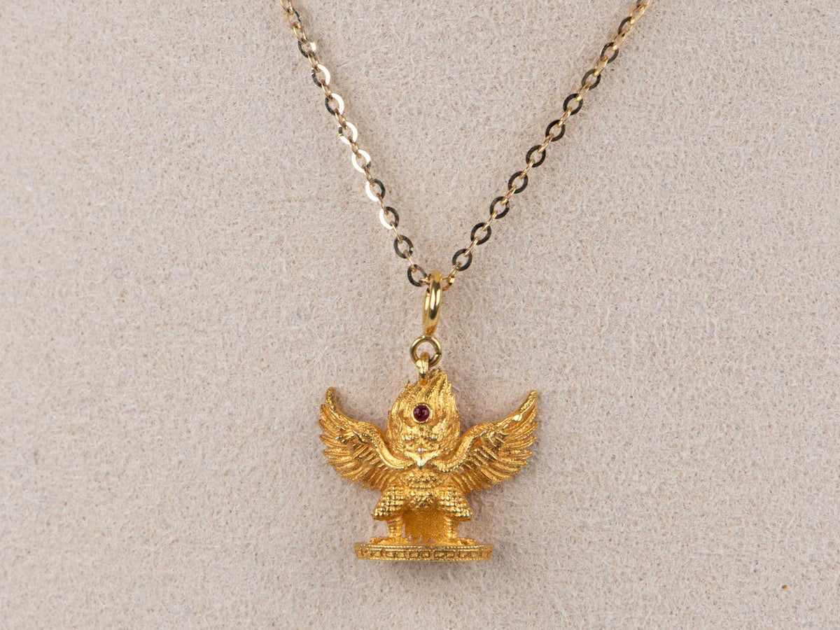 18K Gold Suparna Garuda Pendant Majestic Eagle Mythology Divine Bird in Hinduism Buddhism R4687 Aurora Designer