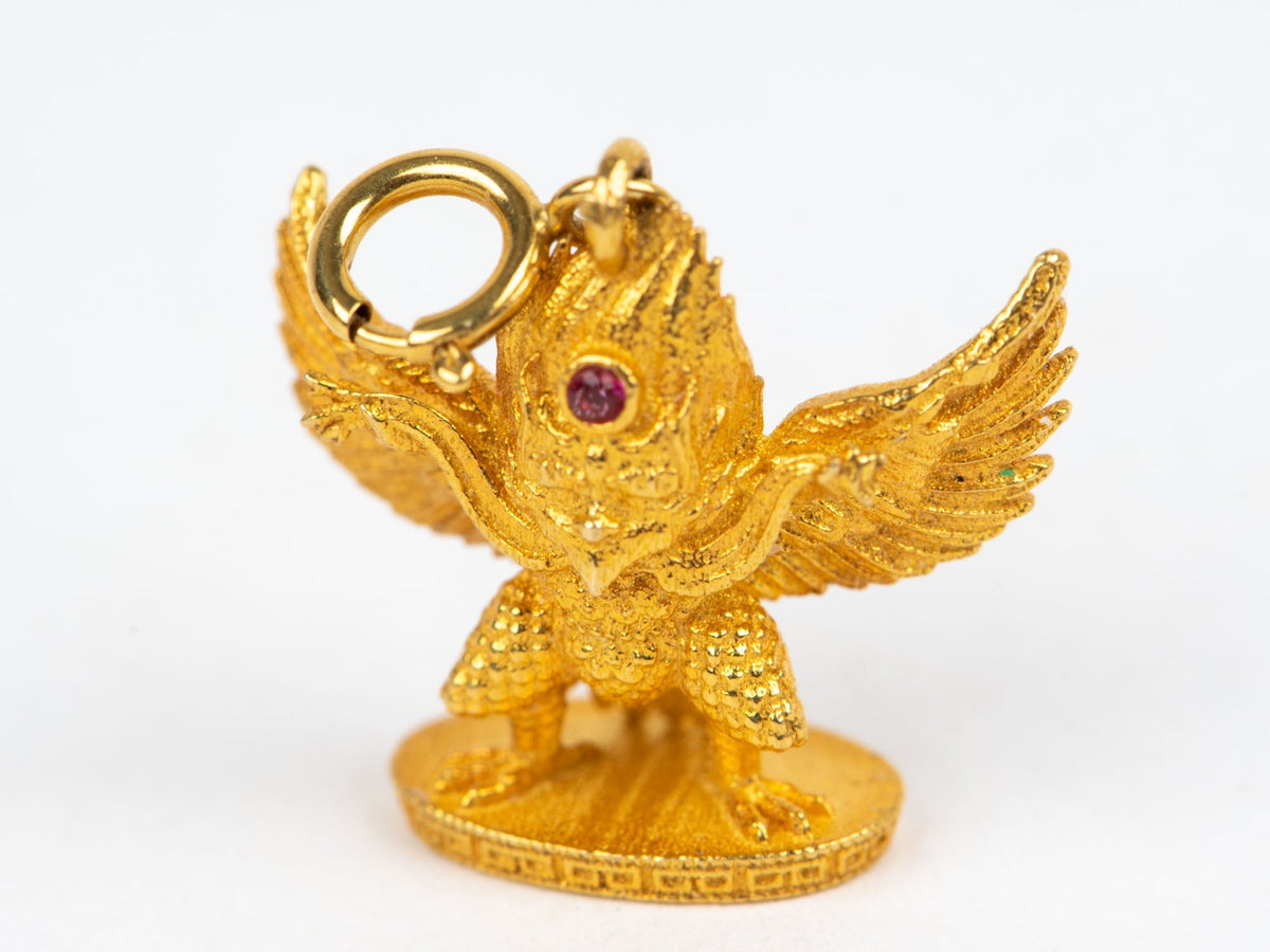 18K Gold Suparna Garuda Pendant Majestic Eagle Mythology Divine Bird in Hinduism Buddhism R4687 Aurora Designer