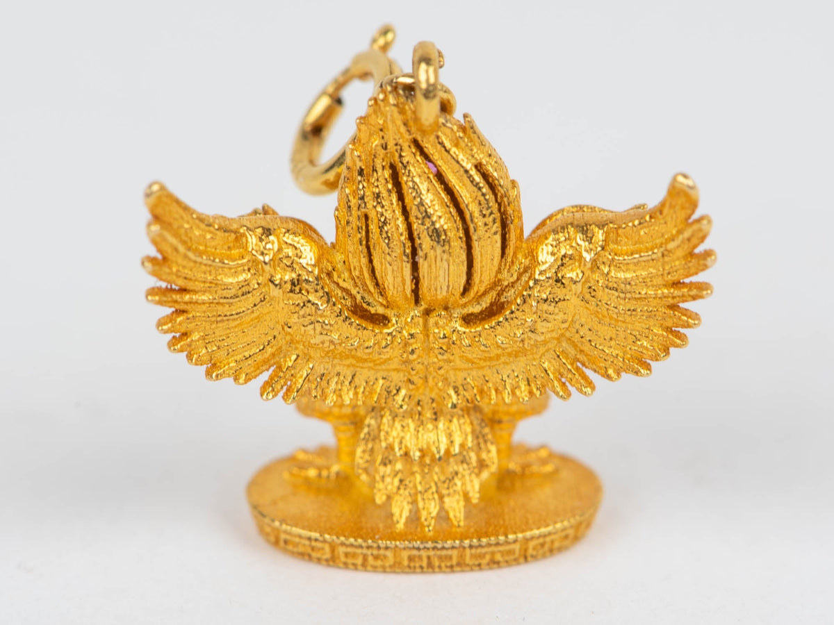 18K Gold Suparna Garuda Pendant Majestic Eagle Mythology Divine Bird in Hinduism Buddhism R4687 Aurora Designer