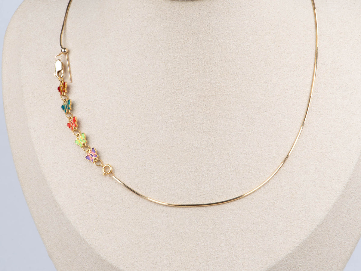 18K Gold Enamel Five-Butterfly Extension Chain with Spring Ring Colorful Extender R4689 Aurora Designer