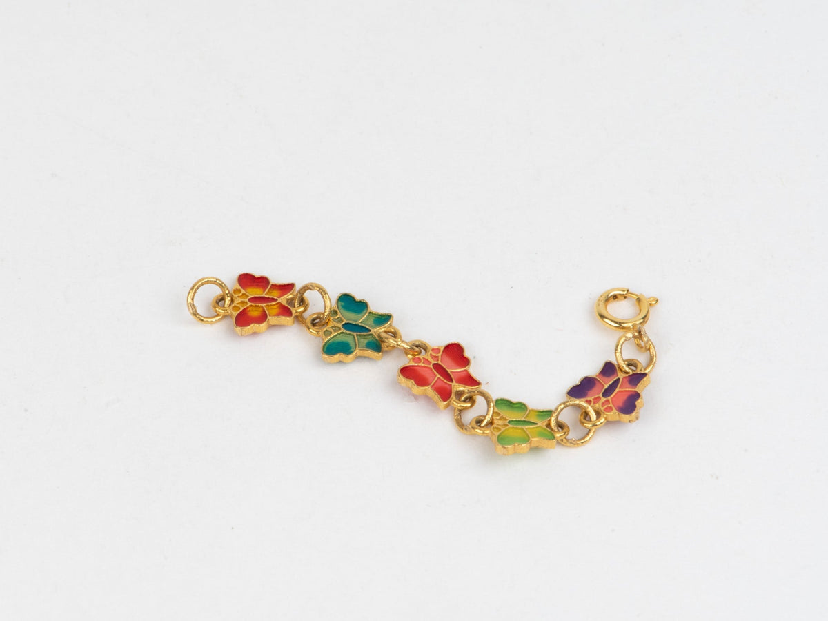 18K Gold Enamel Five-Butterfly Extension Chain with Spring Ring Colorful Extender R4689 Aurora Designer