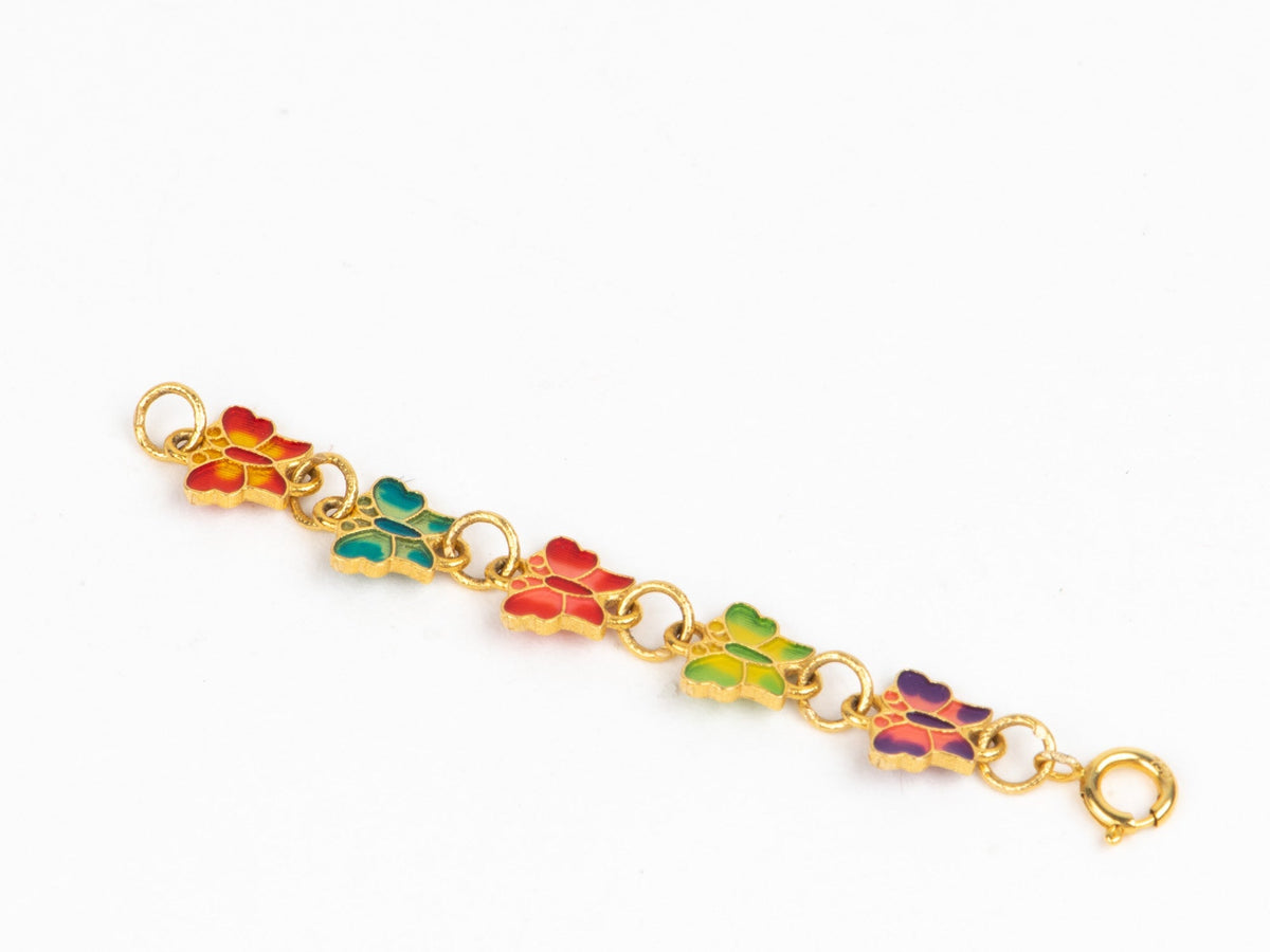 18K Gold Enamel Five-Butterfly Extension Chain with Spring Ring Colorful Extender R4689 Aurora Designer