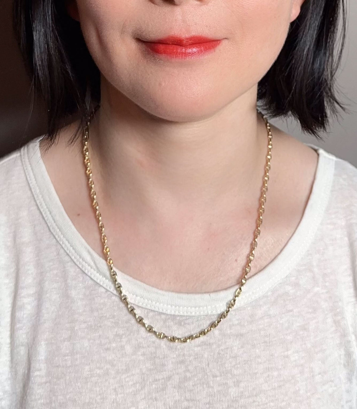 18K Gold Mariner Link Necklace 19.75" Heavy 7g+ R4690 Aurora Designer