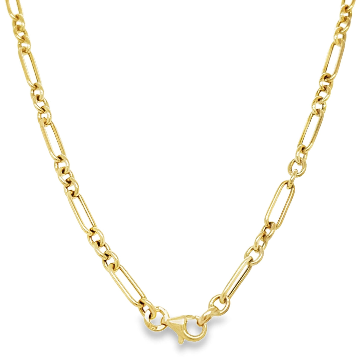 14K Gold Mini Trombone Link Chain Necklace 16" 18" 20" R4693 Aurora Designer