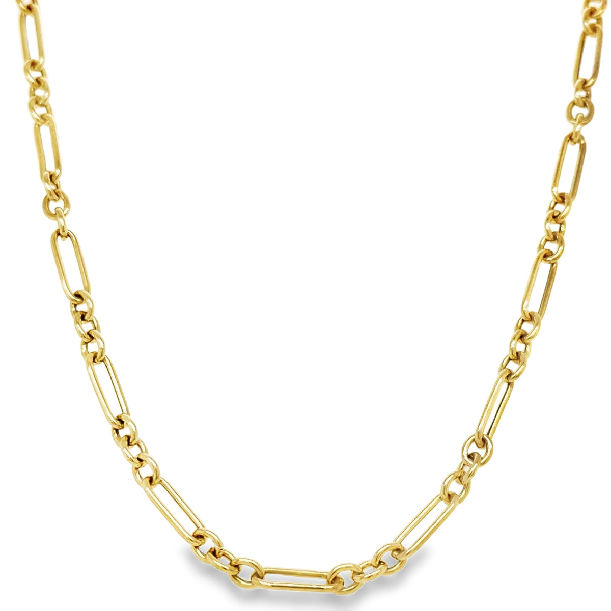 14K Gold Mini Trombone Link Chain Necklace 16" 18" 20" R4693 Aurora Designer