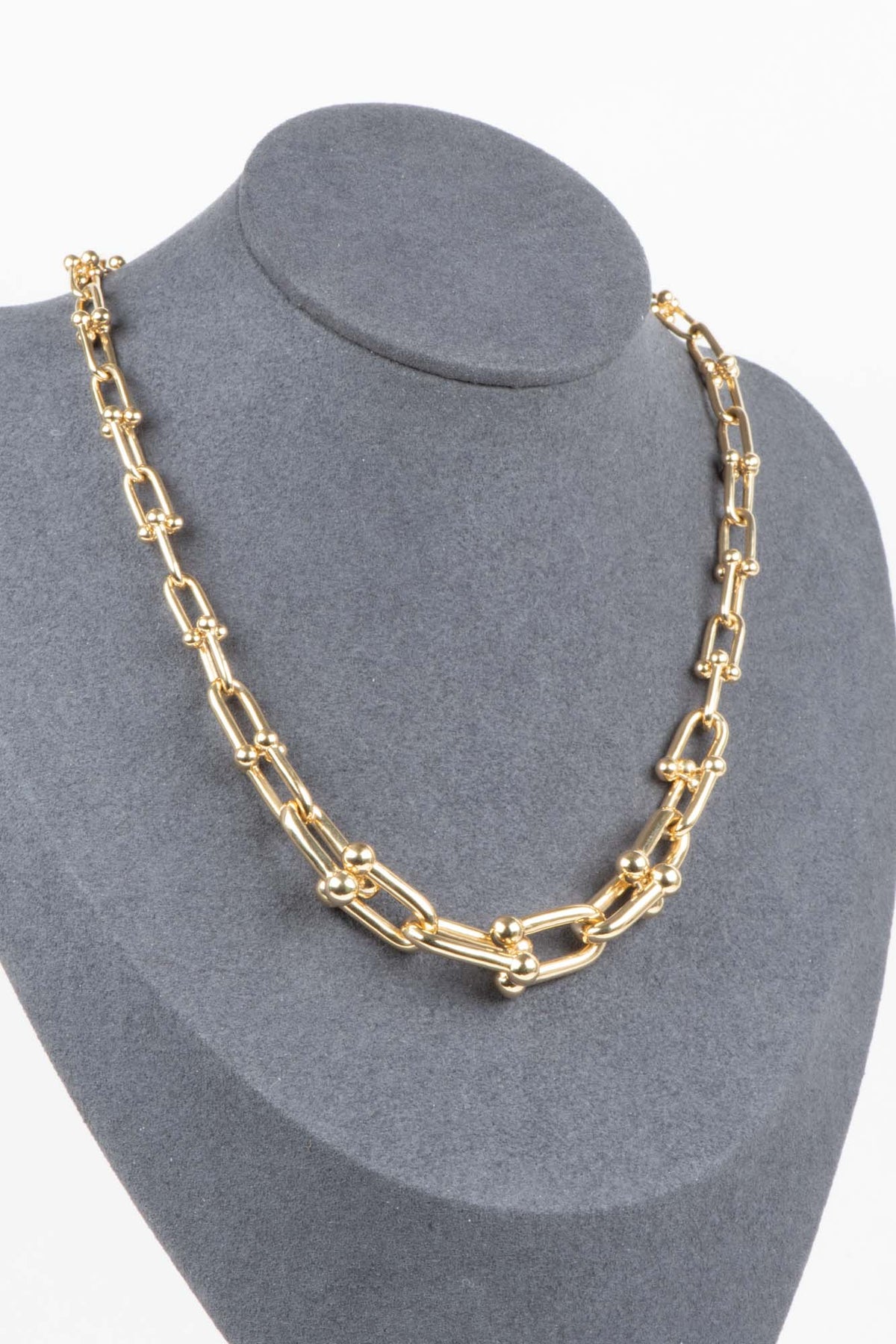 18K Gold Graduate Size Horseshoe Link Chain Necklace 25g Designer Style Chunky R4694 Aurora Designer
