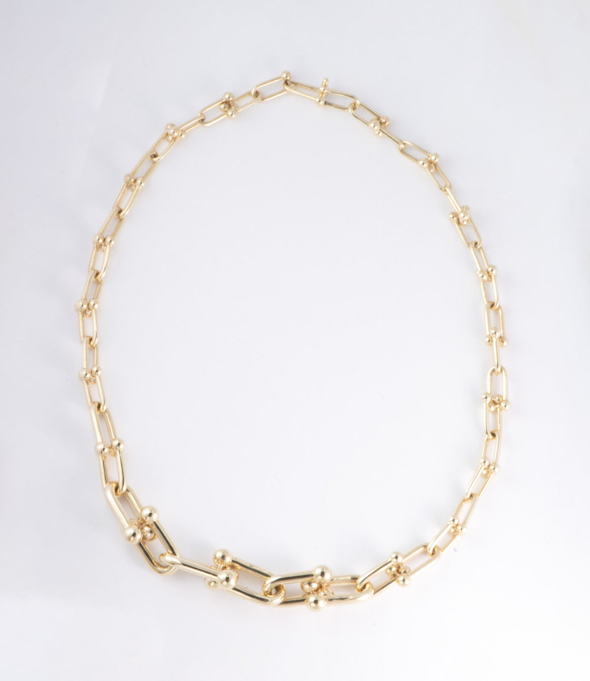 18K Gold Graduate Size Horseshoe Link Chain Necklace 25g Designer Style Chunky R4694 Aurora Designer