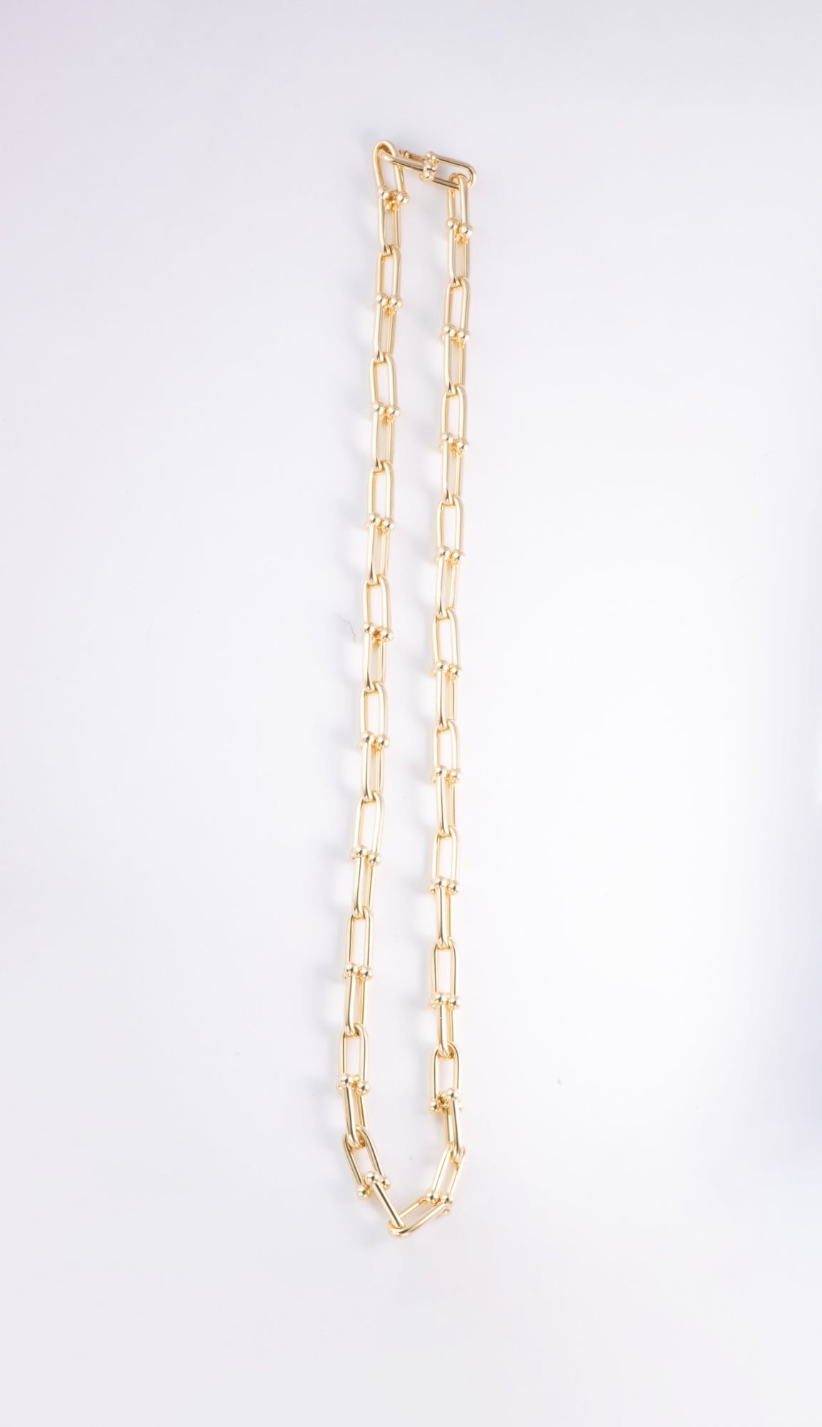 18K Gold Graduate Size Horseshoe Link Chain Necklace 25g Designer Style Chunky R4694 Aurora Designer
