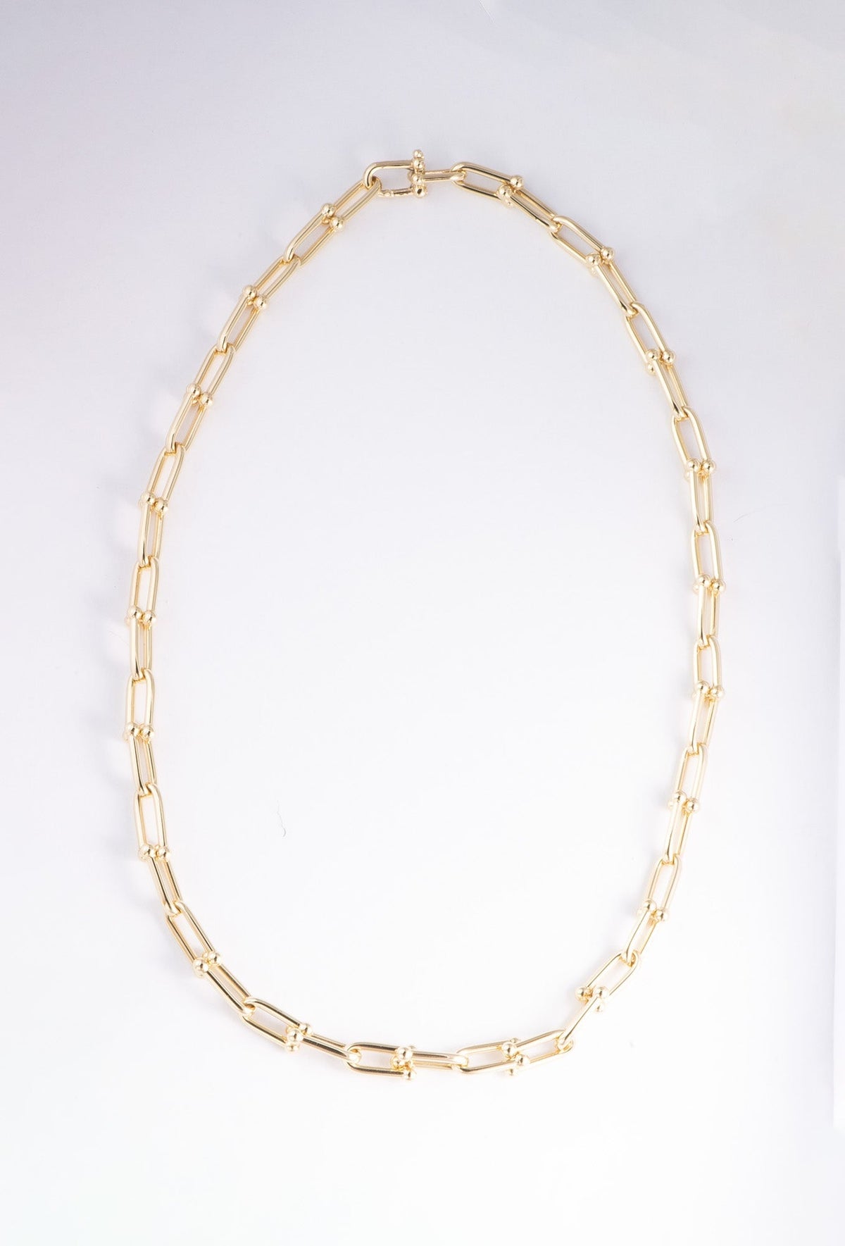 18K Gold Horseshoe Link Chain Necklace 18g+ Designer Style R4695 Aurora Designer