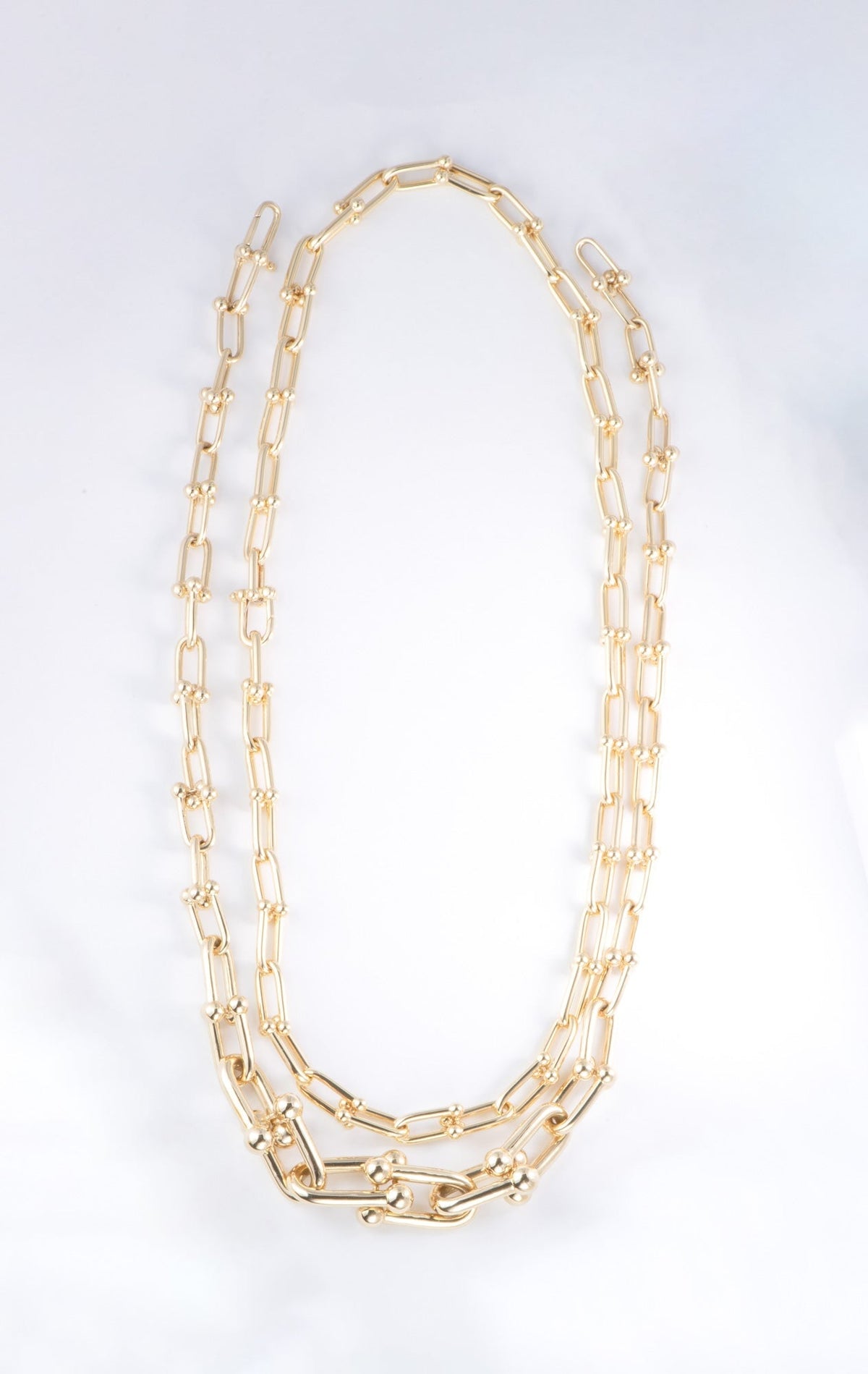 18K Gold Horseshoe Link Chain Necklace 18g+ Designer Style R4695 Aurora Designer