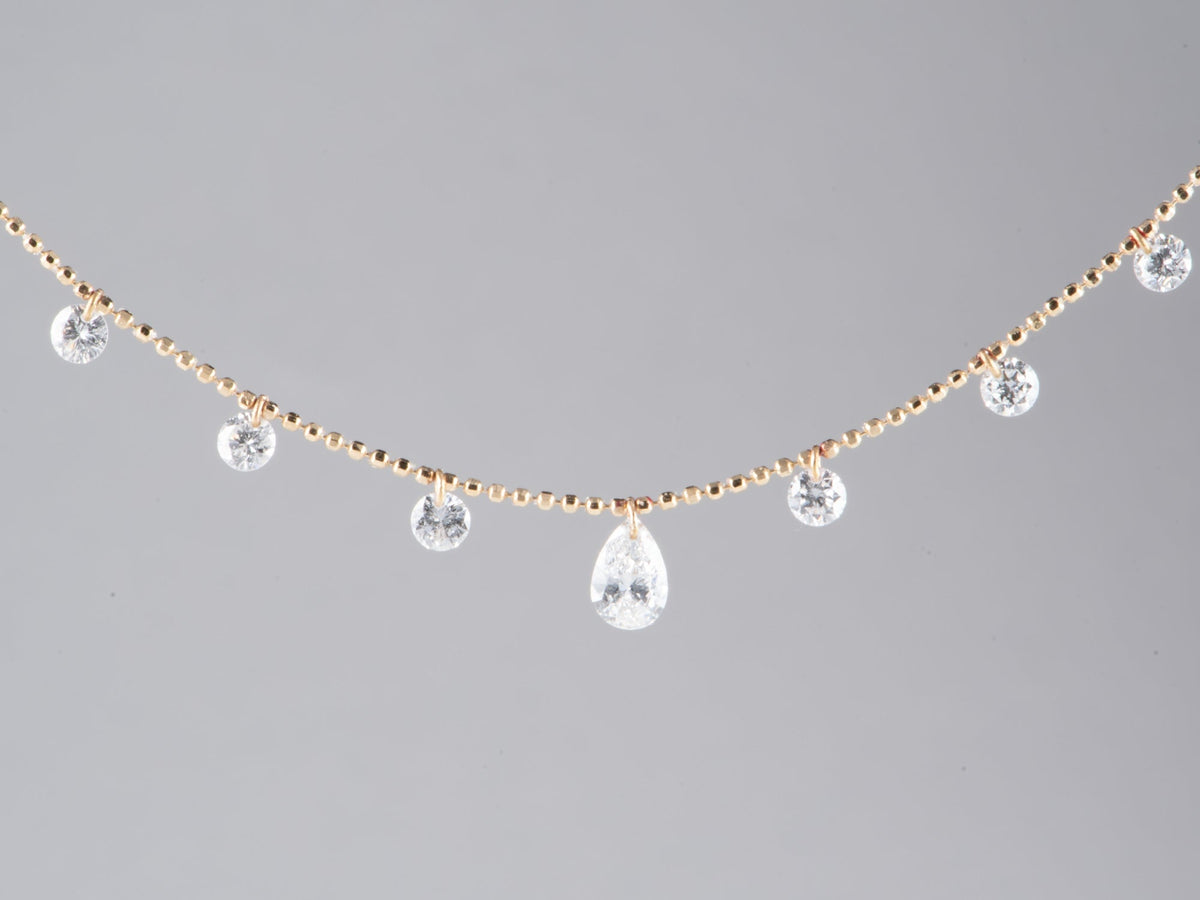 1ctw Drilled Diamond Dangle Necklace 18K Gold Adjustable Sliding Chain R4699 Aurora Designer