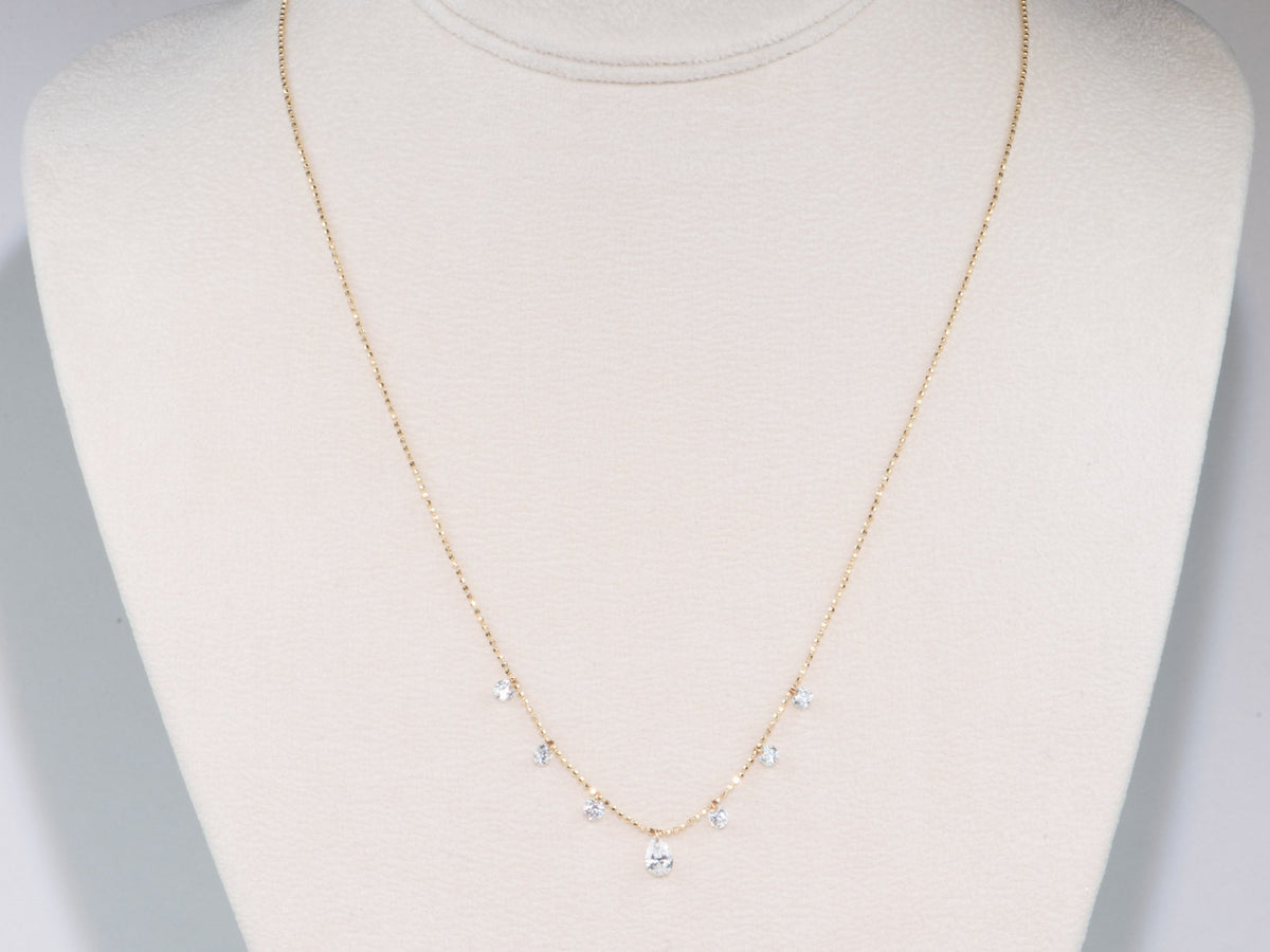 1ctw Drilled Diamond Dangle Necklace 18K Gold Adjustable Sliding Chain R4699 Aurora Designer