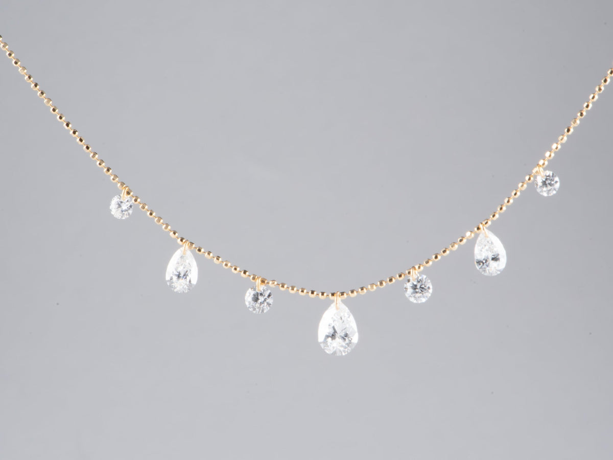 2ctw Drilled Diamond Dangle Necklace 18K Gold Adjustable Sliding Chain R4700 Aurora Designer