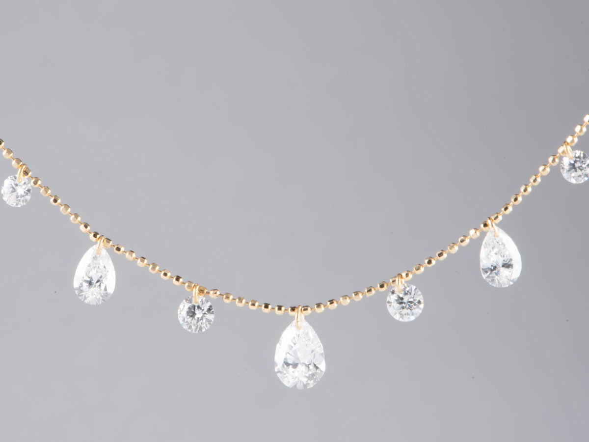 2ctw Drilled Diamond Dangle Necklace 18K Gold Adjustable Sliding Chain R4700 Aurora Designer