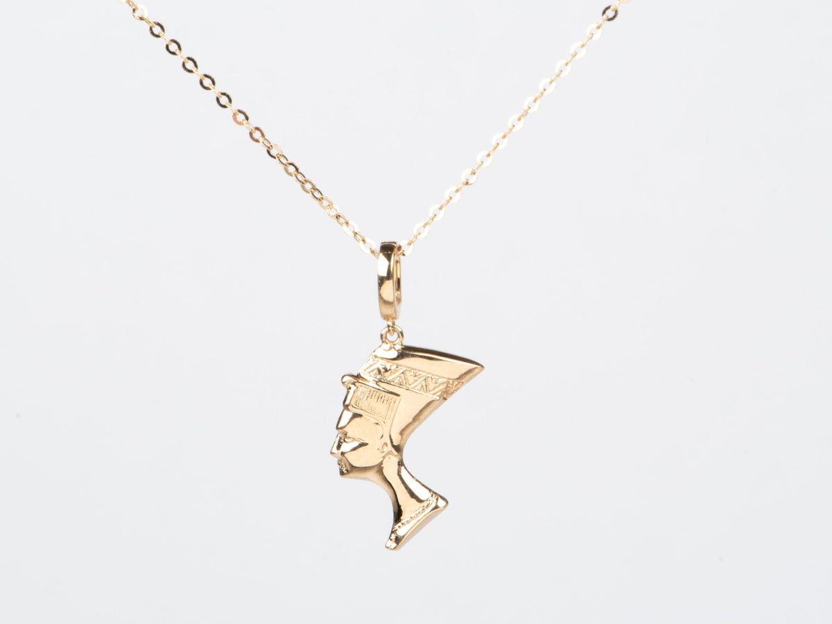 14K Gold Vintage Nefertiti Pin Converted to Pendant with Clip-On Bail R4704 Aurora Designer