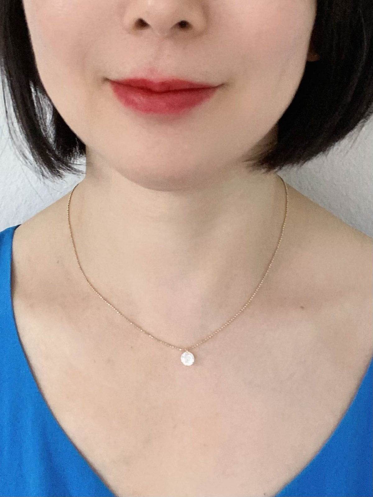 1ct Round Lab Diamond Dangle Necklace 18K Gold Adjustable R4706 Aurora Designer
