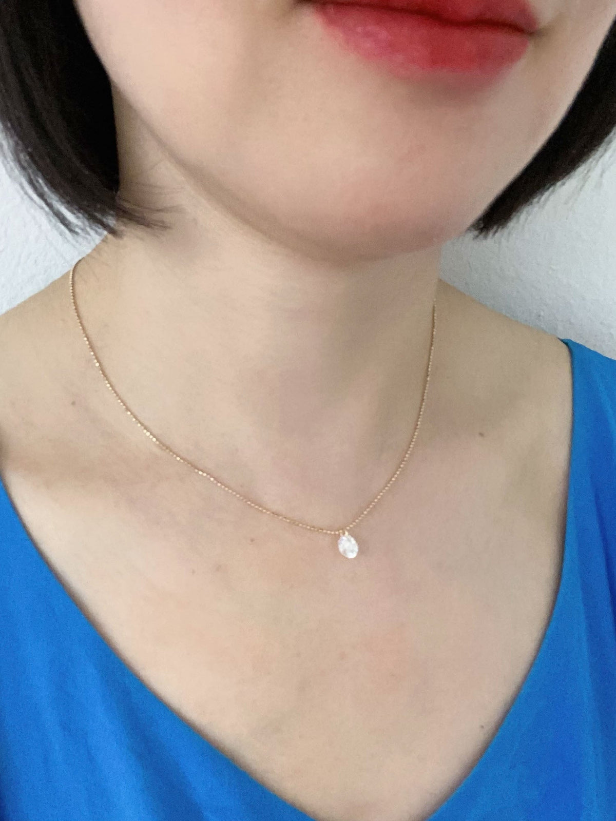 1ct Round Lab Diamond Dangle Necklace 18K Gold Adjustable R4706 Aurora Designer