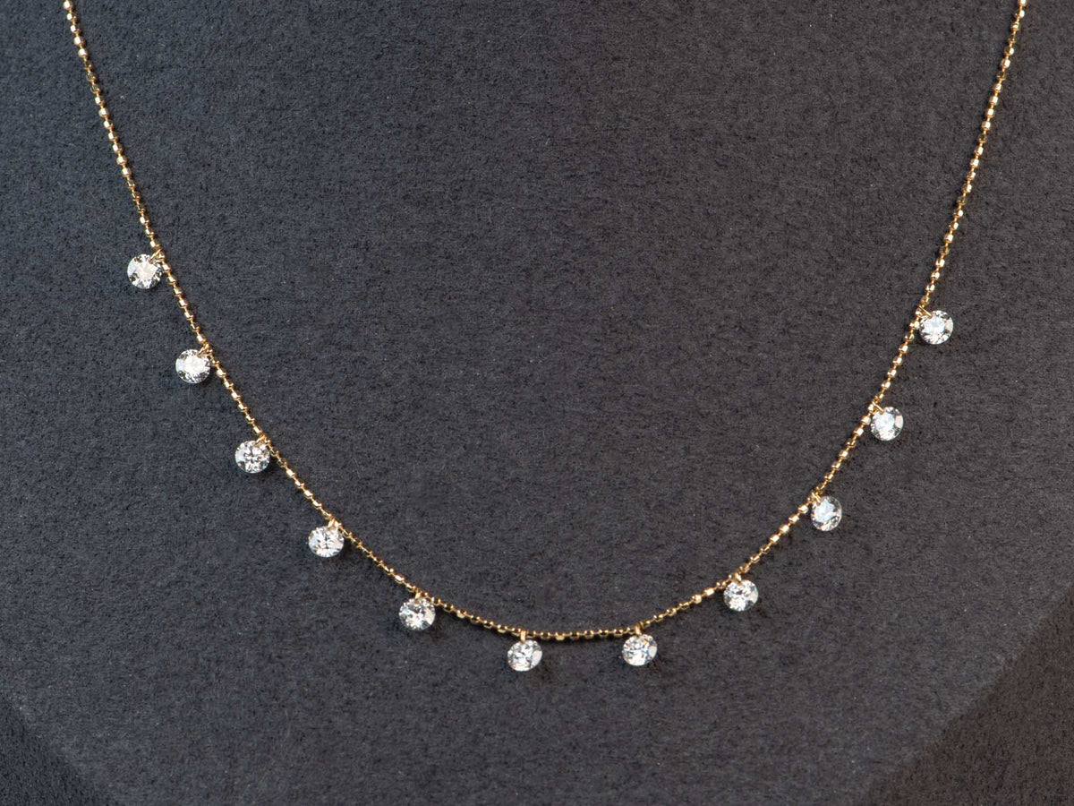 1.2ctw Drilled Lab Diamond Dangle Necklace 18K Gold Adjustable R4707 Aurora Designer