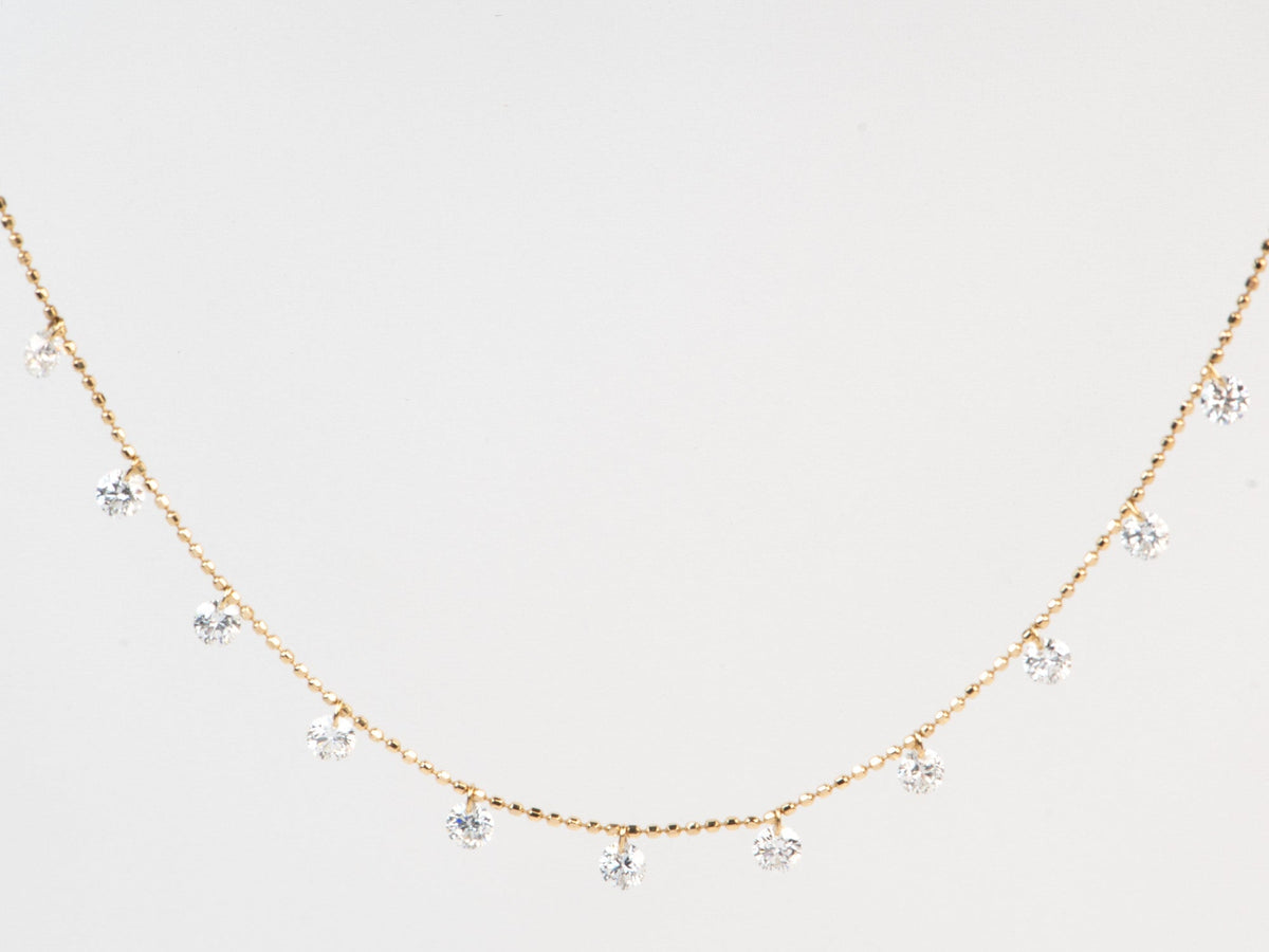 1.2ctw Drilled Lab Diamond Dangle Necklace 18K Gold Adjustable R4707 Aurora Designer