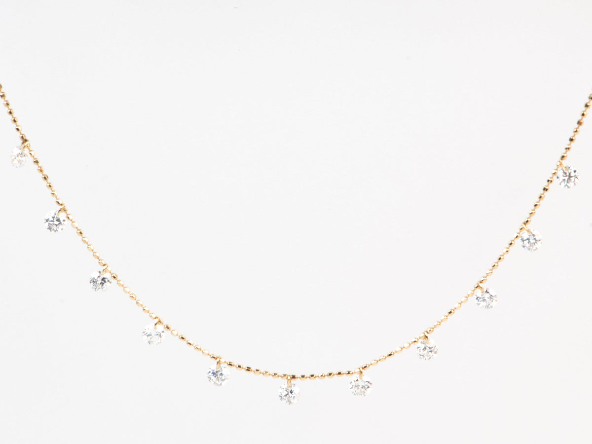 1.2ctw Drilled Lab Diamond Dangle Necklace 18K Gold Adjustable R4707 Aurora Designer