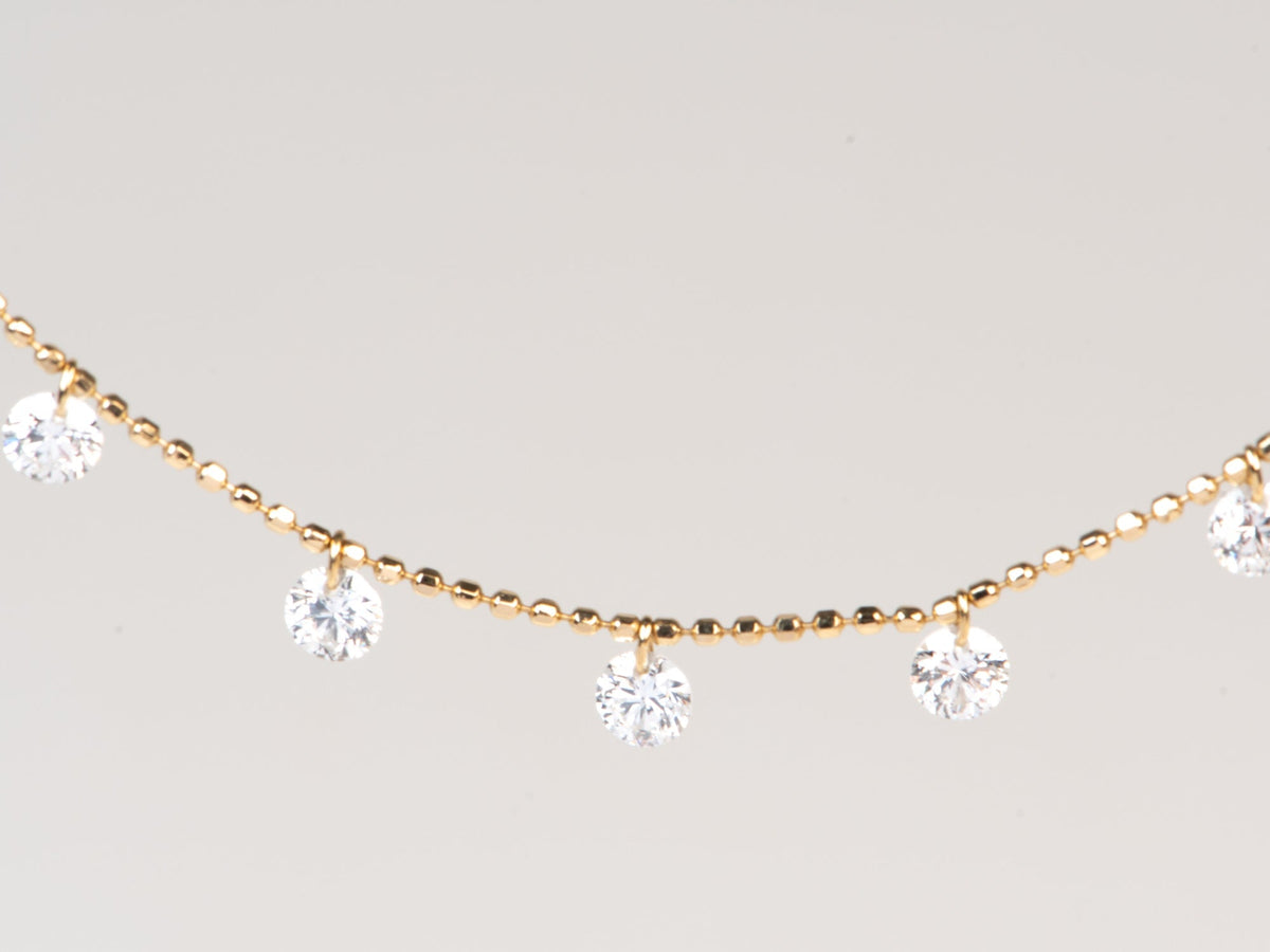 1.2ctw Drilled Lab Diamond Dangle Necklace 18K Gold Adjustable R4707 Aurora Designer