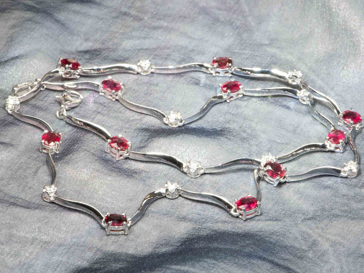 Platinum Natural Ruby and Diamond Choker Necklace 16.5&quot; R4709 Aurora Designer