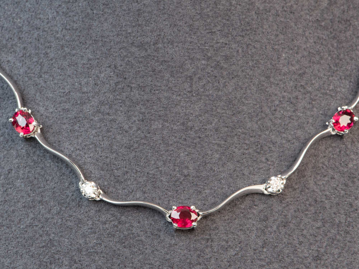 Platinum Natural Ruby and Diamond Choker Necklace 16.5&quot; R4709 Aurora Designer