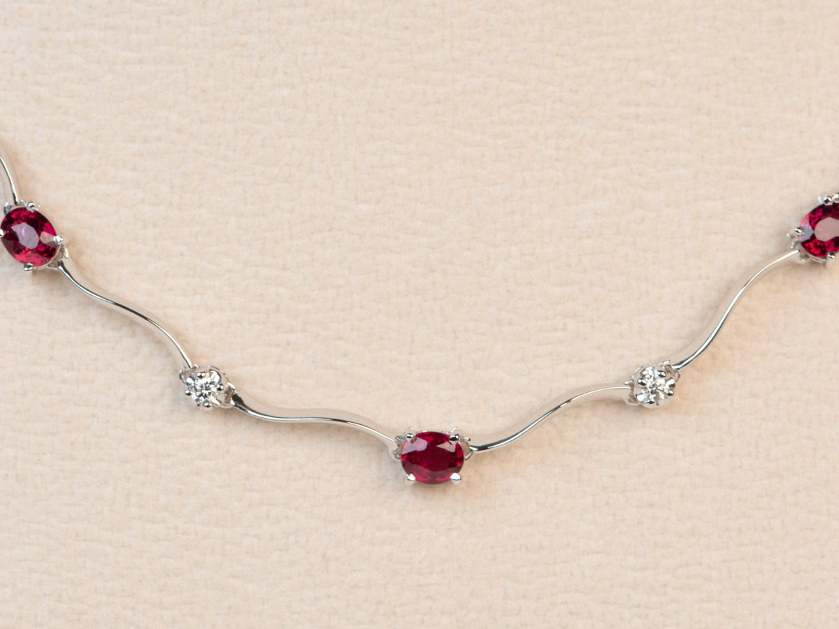 Platinum Natural Ruby and Diamond Choker Necklace 16.5&quot; R4709 Aurora Designer
